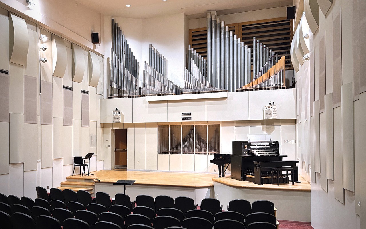 A photograph of CCM's Watson Recital Hall. Photo/Curt Whitacre