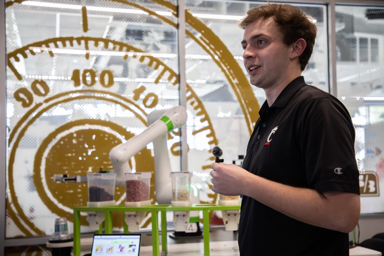 Team member standing in front of Smoothie Express