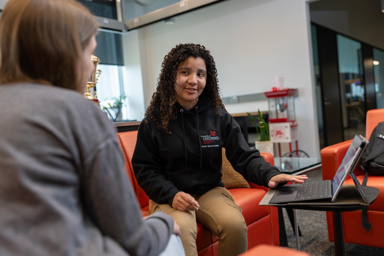 Katelyn Cotton is an intern at the Cincinnati Ethics Center located in the Digital Futures Building, and will be the first Marian Spencer Scholar to graduate.