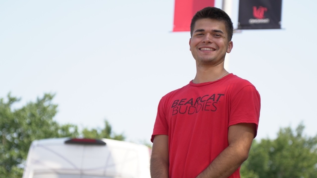 Caden Burkhart on UC's campus 