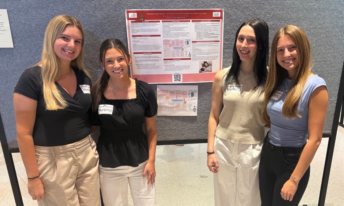 Kangaroo Krew team members presenting at UC's Undergraduate Scholarly Showcase