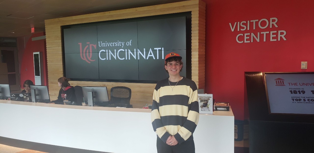 Caden Elrod shown at UC Visitor's Center