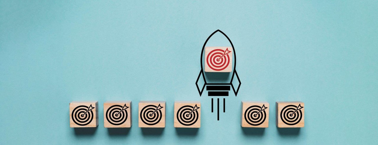 drawing of rocket with target inside launching