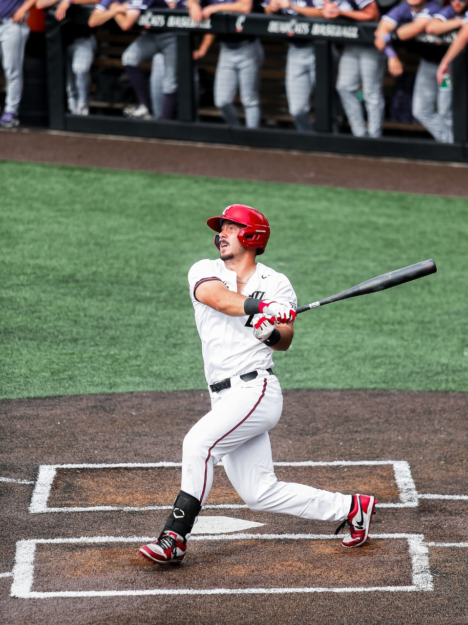 Bearctas, Cincinnati Bearcats, University of Cincinnati, Univ of Cin, UC, BIG12, NCAA, photo by LaMar Price, LaMar Price photo, NCAA baseball, college baseball, baseballduring the BearcatsÕ game against the Kansas State Wildcats on Friday, May 16, 2025 at UC Baseball Stadium in Cincinnati, OH / UC Communications photo by LaMar Price, IIduring the Bearcats’ game against the Kansas State Wildcats on Friday, May 16, 2025 at UC Baseball Stadium in Cincinnati, OH / UC Communications photo by LaMar Price, II