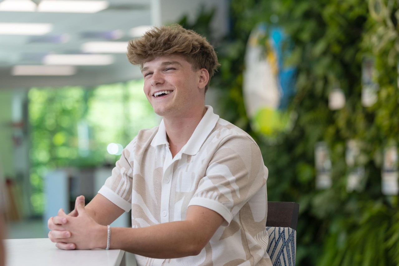 College of Engineering and Applied Science student Nathan Weis co-ops at Cold Jet with industrial designer Dave Burbrink, a former UC co-op in DAAP. Also pictured: UC engineering co-op Ryan O’Reilly and Cold Jet employee and UC engineering alumnus Rob Kocol.