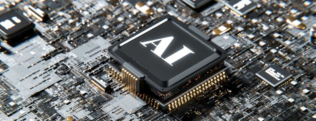 Chip in a motherboard labeled "AI."