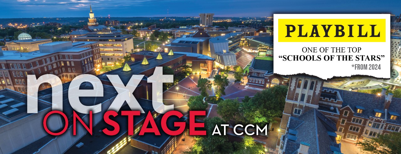 Promo graphic for CCM's Next OnStage performance series