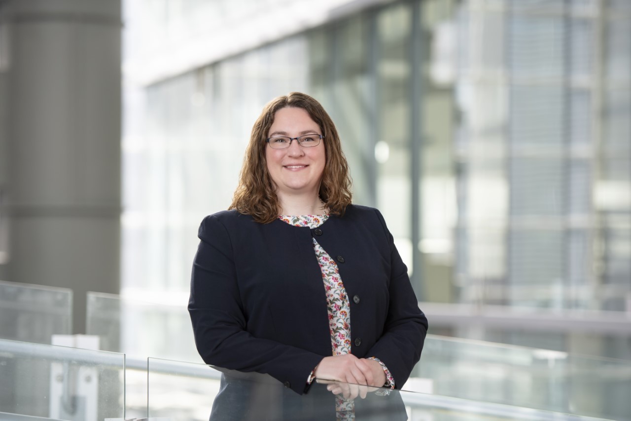 Portrait of Katie Burns, PhD, taken on the medical campus