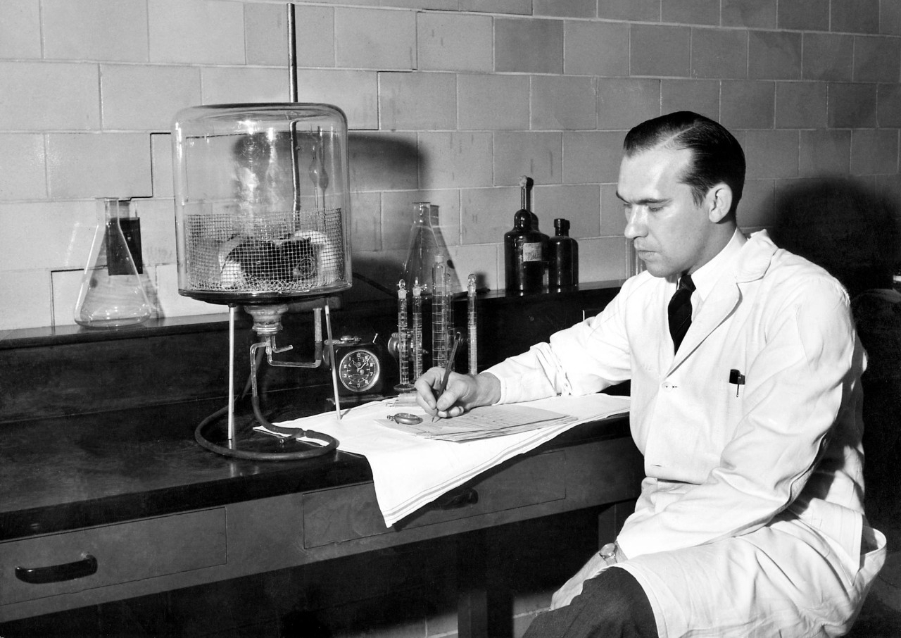 George Rieveschl in a lab