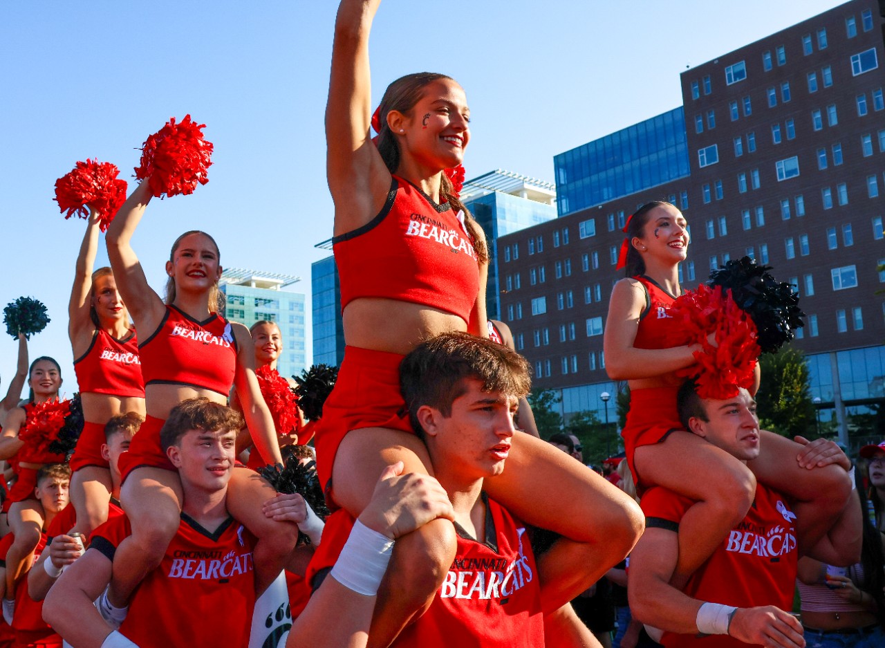 Students and families gather at the University of Cincinnati’s GRIDiron Tailgate before the game on Saturday, Oct. 4, during UC Family Weekend.