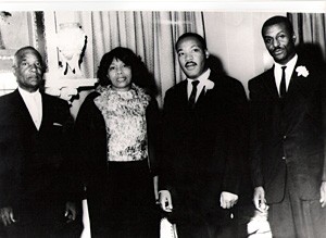 From left: Robert Shropshire Sr., Louise Shropshire, Rev. Martin Luther King Jr., Rev. Fred Shuttlesworth Sr.