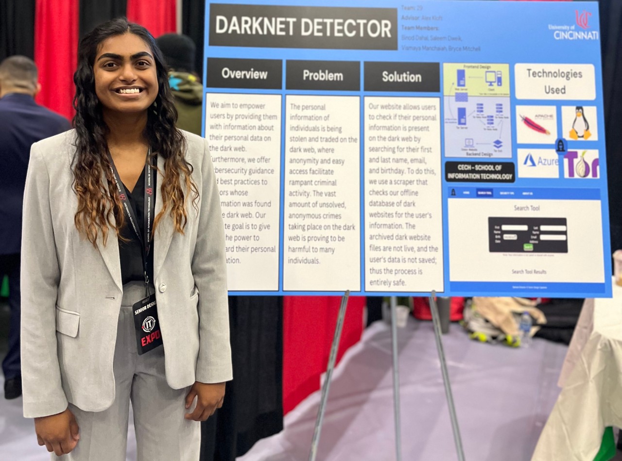 Vismaya Manchaiah presents at the University of Cincinnati’s IT Expo on April 11.