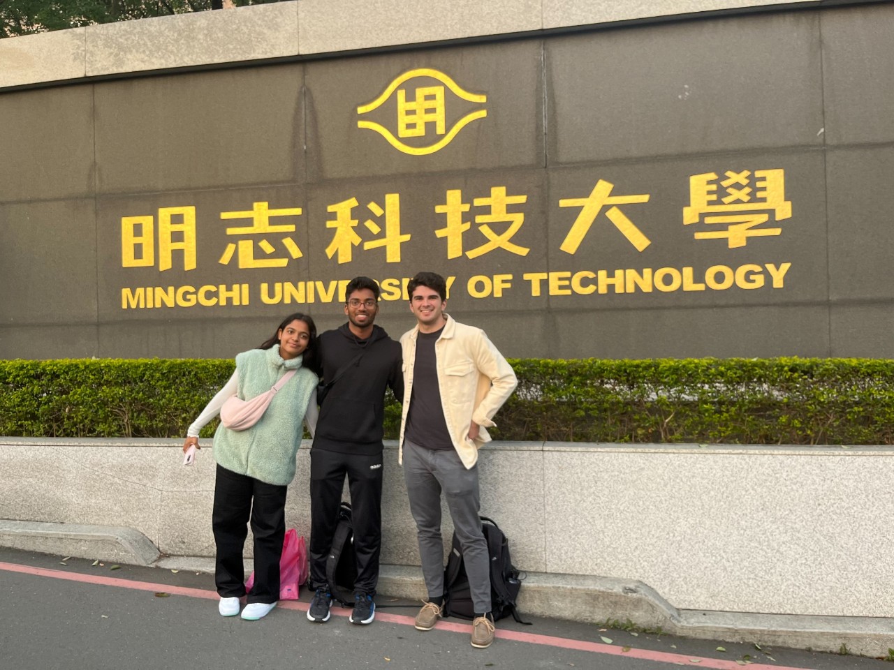 UC students in Taiwan. From left to right: Hesaree Wijethunga, Sai Abhishek Ketepally and Nicholas LaRosa.