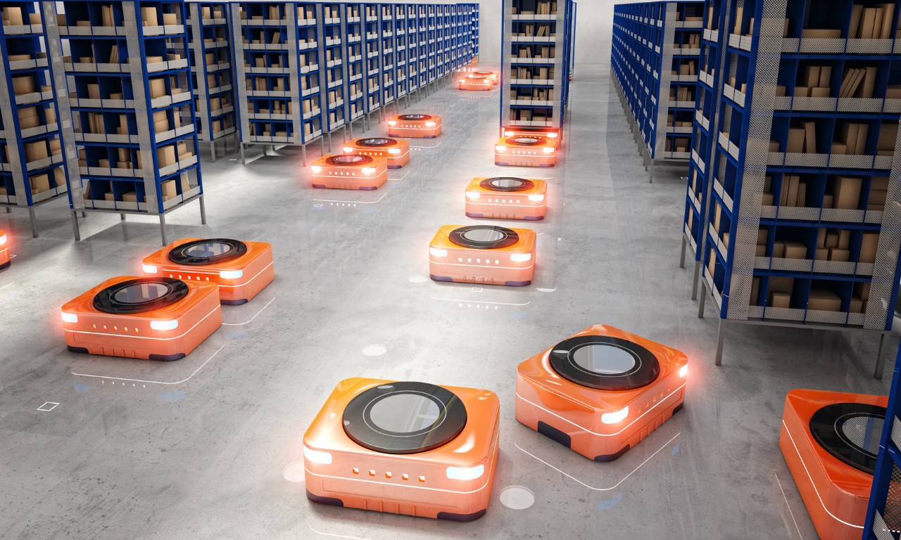 615827982 automated warehouse 3d rendering image