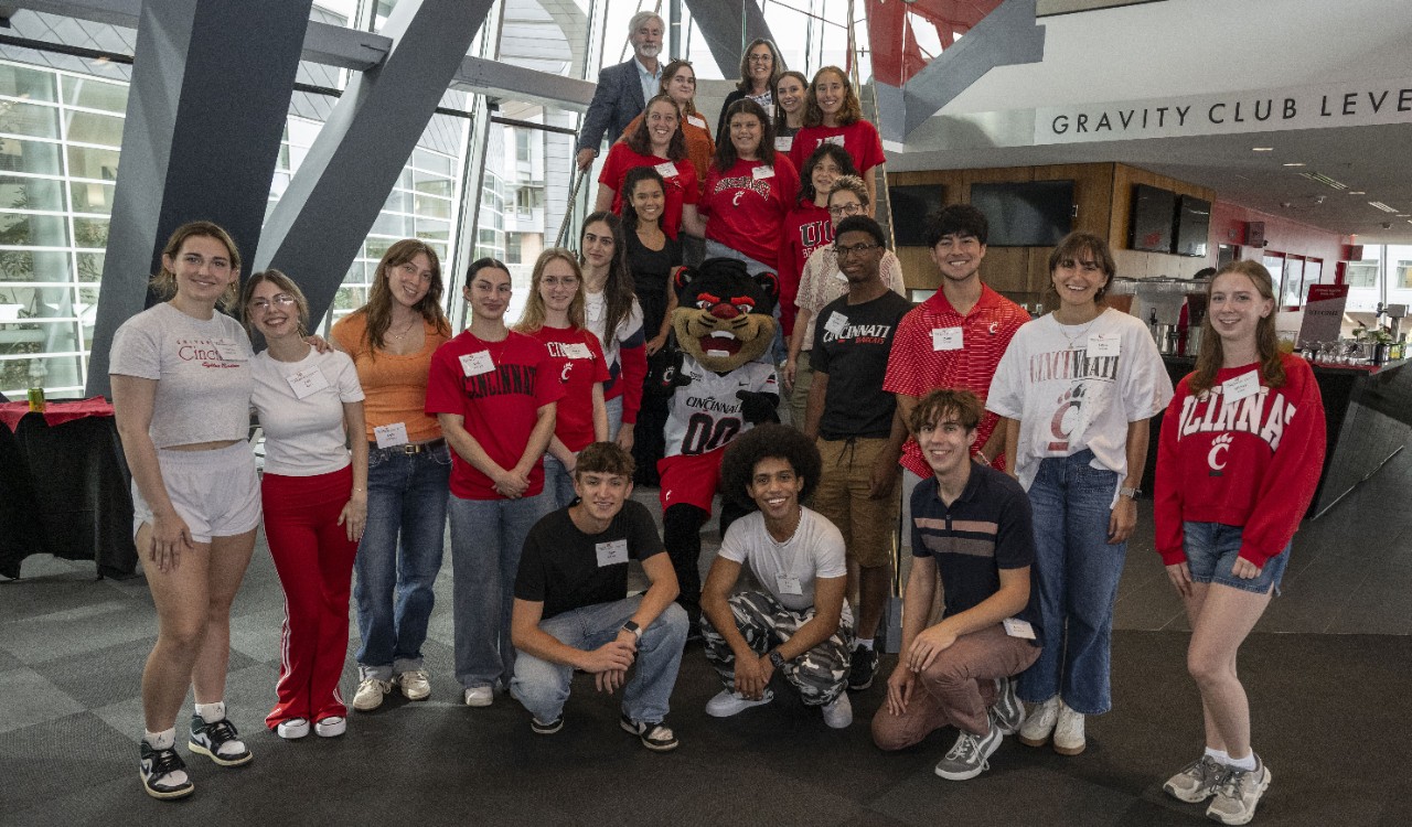 Hugh Hoffman’s cohort #2 scholars students, cohort #2, families and faculty enjoyed the Hoffman scholarship signature event at Nippert Stadium Wednesday August 20, 2025. Photos by Joseph Fuqua II Hugh Hoffman’s cohort #2 scholars students, cohort #2, families and faculty enjoyed the Hoffman scholarship signature event at Nippert Stadium Wednesday August 20, 2025. Photos by Joseph Fuqua II