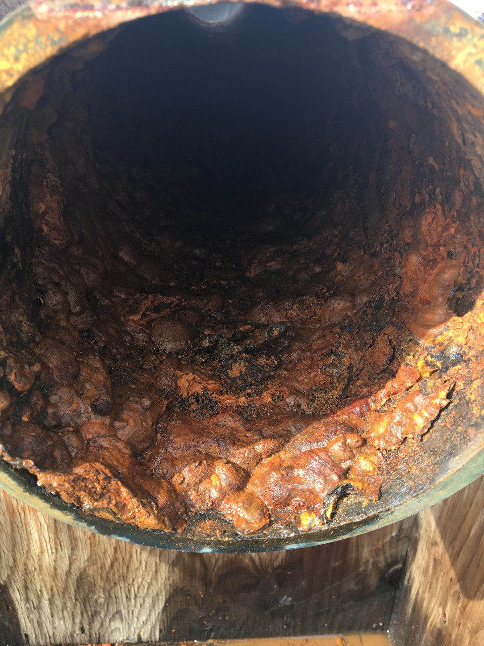 interior of a corrugated pipe